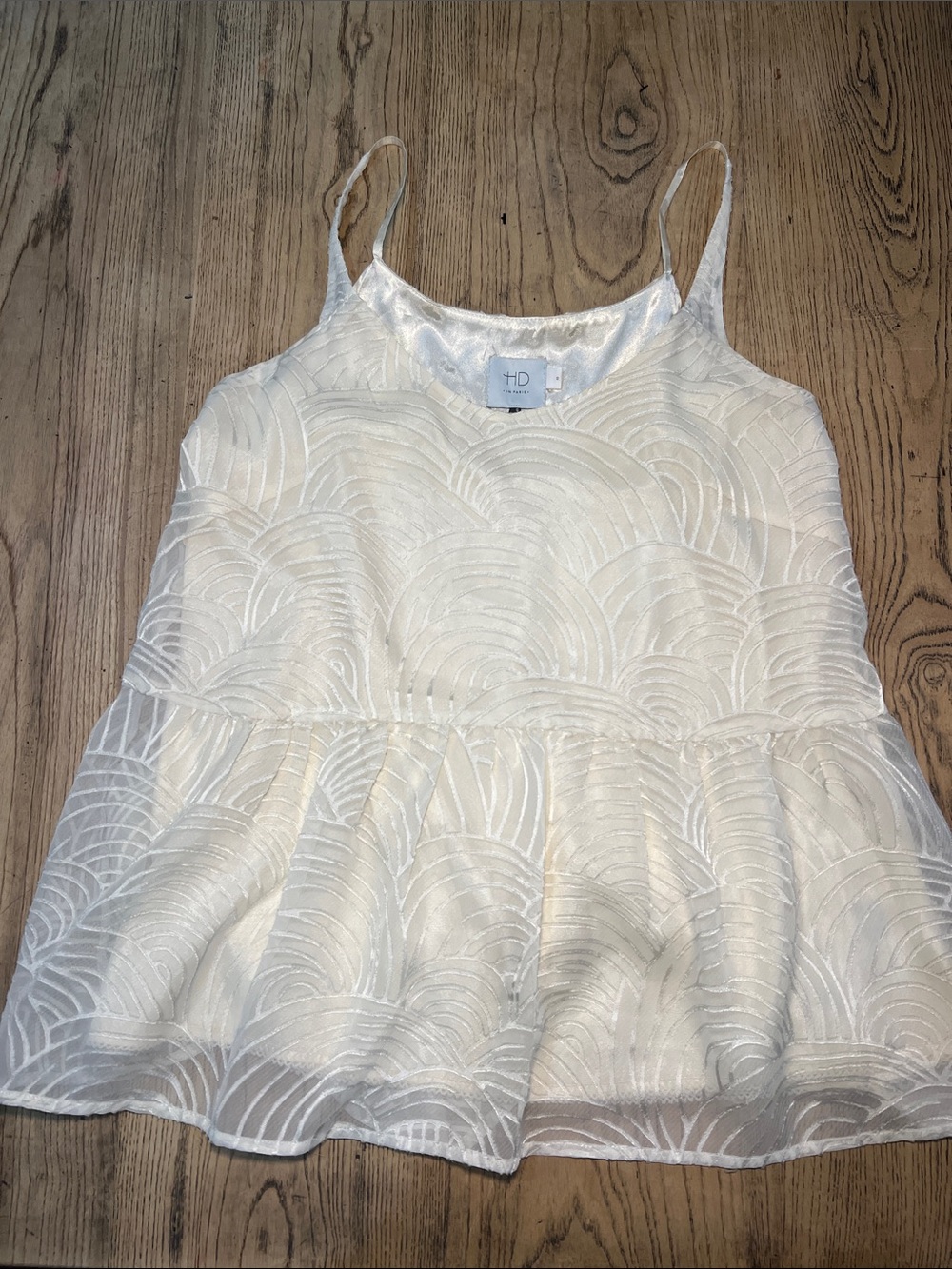 HD by Anthropologie cream Spaghetti Strap Peplum Tank Top XS